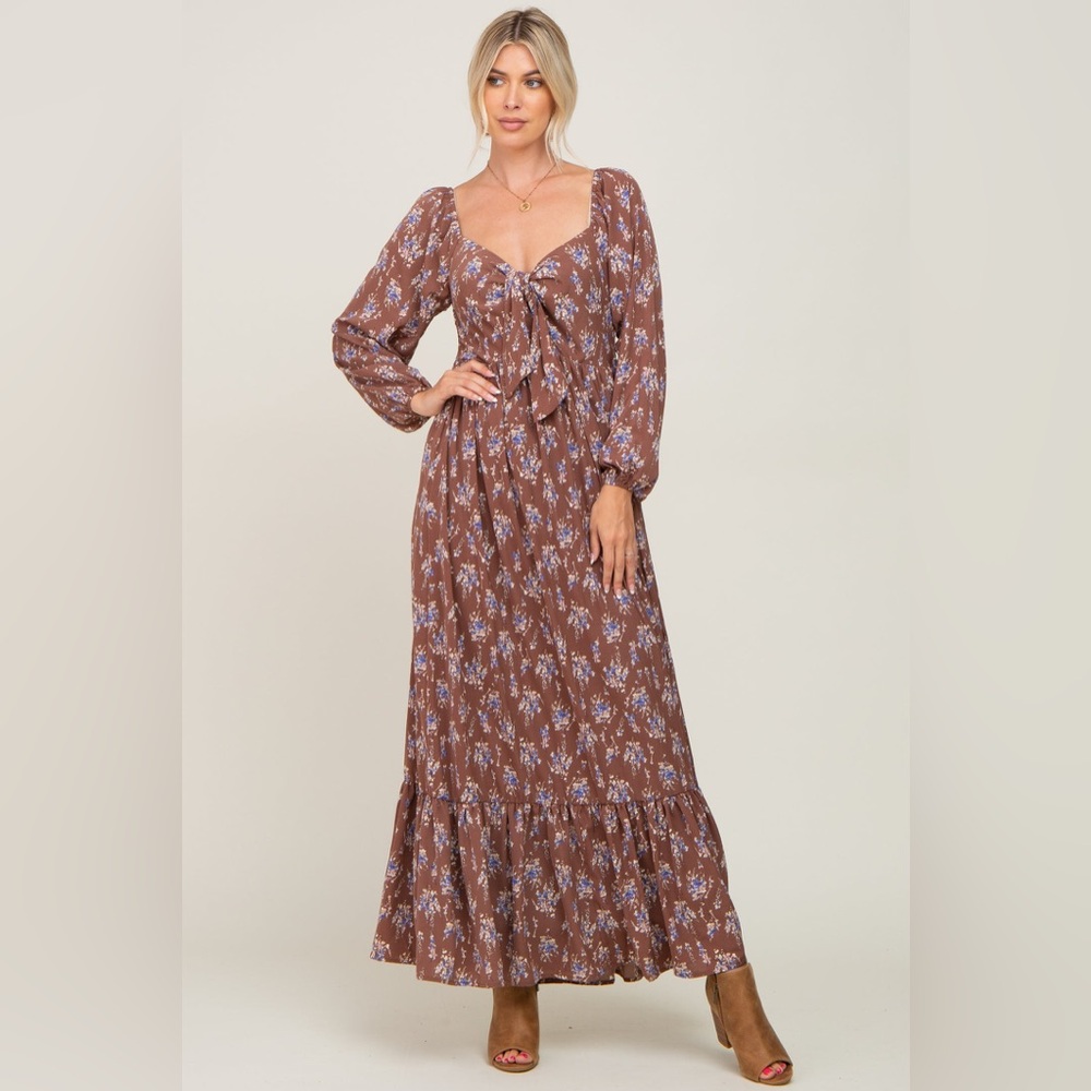 Vanilla Bay Brown Floral Long Sleeve Dress